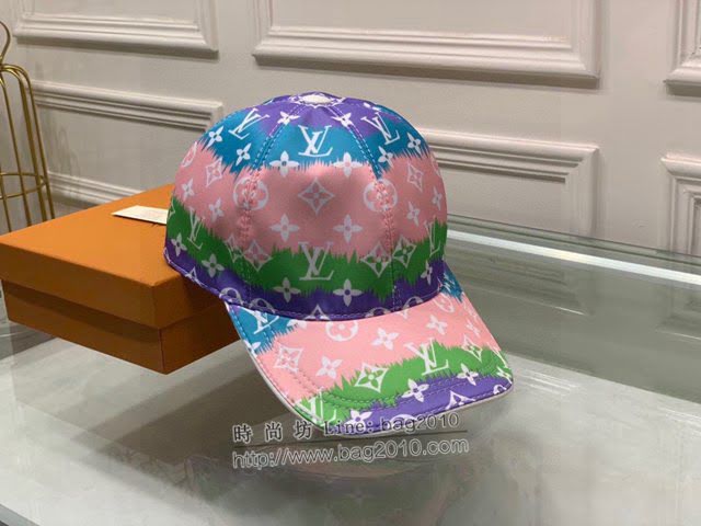 LV男女同款帽子 路易威登彩色漸變印花鴨舌帽棒球帽  mm1369